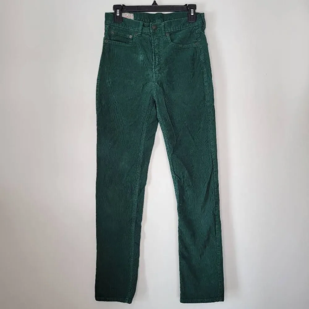 Gap Green Corduroy High Rise Cigarette Pants 28 Tall 6 Cotton